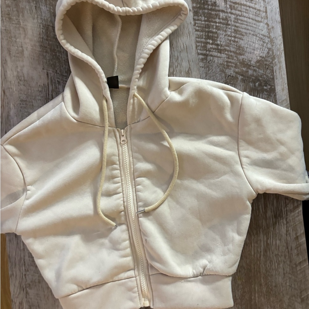 SHEIN Cream Hoodie Jacket